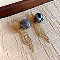 Beaded Tassel Hoop Earrings In Five Pearl Tone Colors view 10