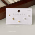 Gold Tone Moon Star Pearl And Ball Mini Stud Earrings Five Piece Set view 1