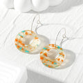 Orange and Turquoise Chip Resin Geometric Hoop Earrings view 2