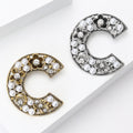 Pearl Floral Letter C Brooch Decorative Metal Pin For Jackets And Lapels view 3