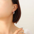 Chunky C-Hoop Earrings Faux Pearl Zircon Gold Steel view 9