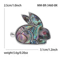 Abalone Shell Rabbit Brooch Red Eye White K Metal Pin view 5