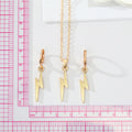 Silver Tone Long Lightning Bolt Necklace and Huggie Earrings view 5