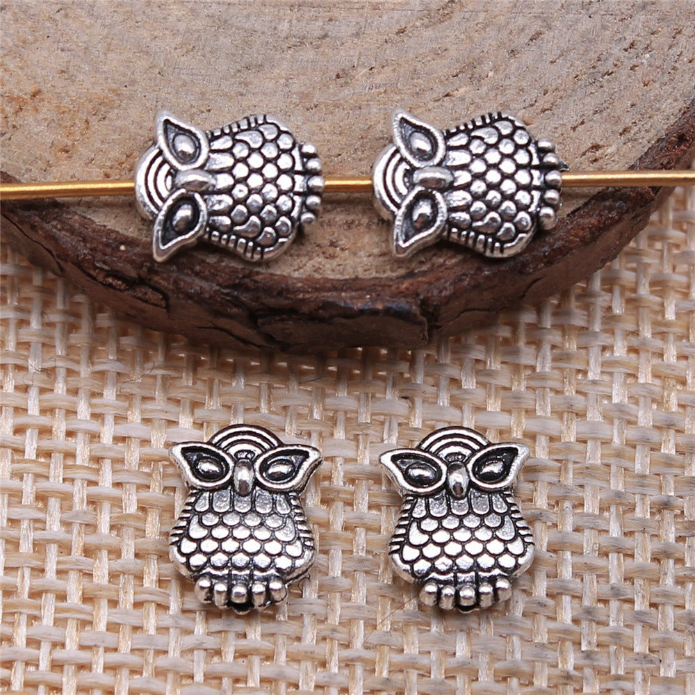 8x10mm 0.7g Antique Silver Zinc Alloy Owl Loose Metal Cat Beads with Small Hole for Bracelet Making