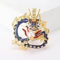 Colorful Coiled Dragon Enamel Brooch In Four Colorways view 6