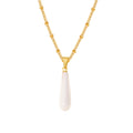 Teardrop Seashell Pendant Necklace On Beaded Cable Chain view 5