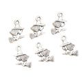 Miniature Witch Broom Charm in an Antique Silver Tone Finish view 5