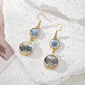 Pressed Flower Resin Double Disc Earrings Gold Hooks 6 Styles view 3