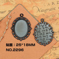 Black Alloy Cabochon Pendant Tray for Necklace Making