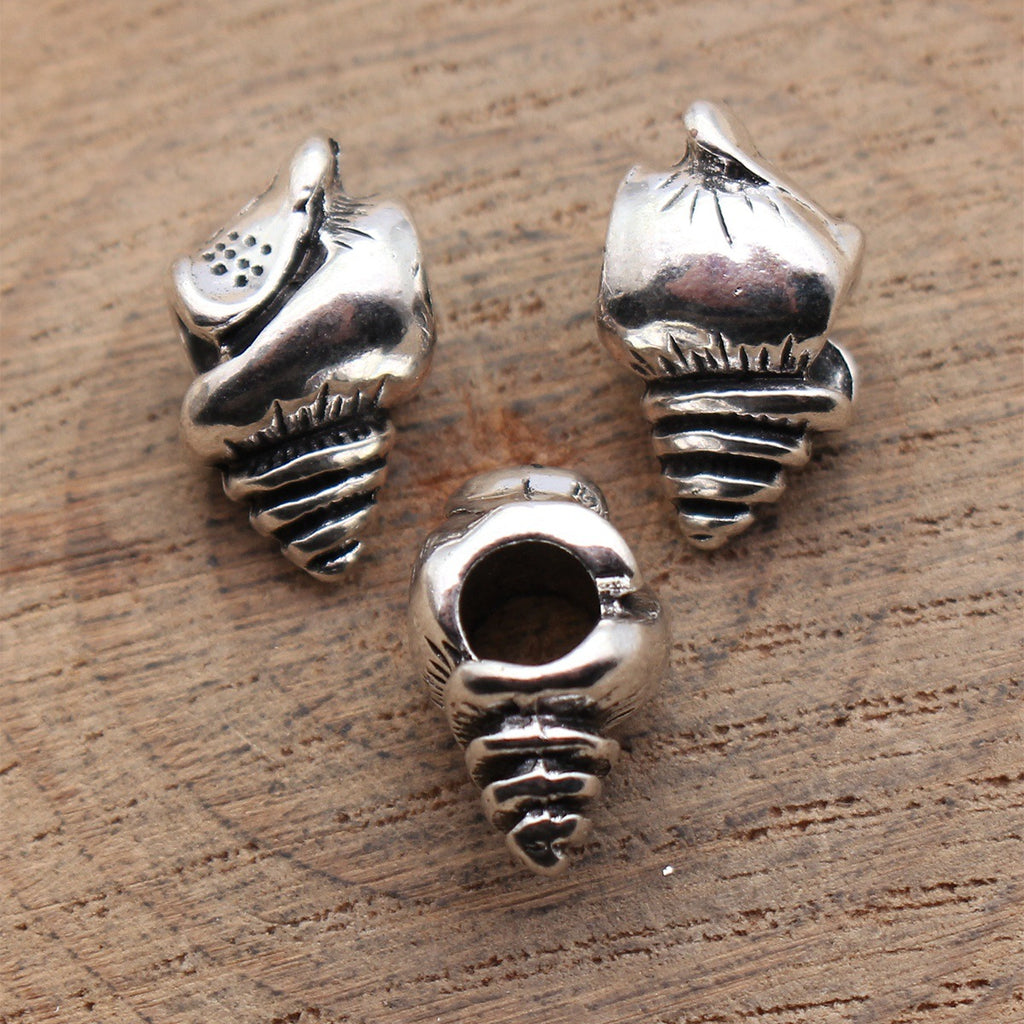 16x9.5mm 2.8g Antique Silver Tone Zinc Alloy Conch Shell Large Hole Beads for Bracelet DIY Jewelry