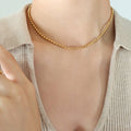 Gold Steel Abstract Body Square Pendant Chain Necklaces view 4