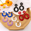 Seventeen Wrapped Oval and Semicircle Leather Earrings view 2