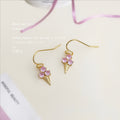 Gold Pink Crystal Ice Cream Cone Hook Earrings Matching Pair view 6