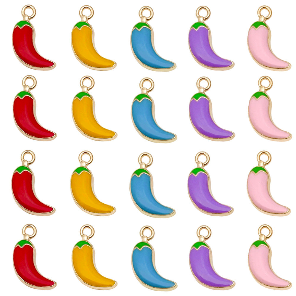 Enamel Zinc Alloy Chili Pepper Charm Pendant for DIY Earrings Necklace and Keychain Jewelry