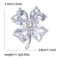 Crystal Glass Four Leaf Clover Brooch Heart Petals Lucky Pin view 7