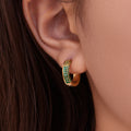 Double Row Multicolor Crystal Hoop Earrings in Three Sizes view 4