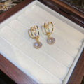 Gold Tone Crystal Arch Stud Earrings With Pearl Rows view 7
