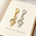 Rhinestone Treble Clef Charm Lobster Clasp Silver Gold view 4
