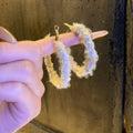 Fuzzy Woven Hoop Earrings In Three Neutral Colors Statement Jewelry view 6