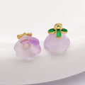 Gradient Glass Green Leaf Lily of the Valley Charm Pendant for DIY Earrings Keychain