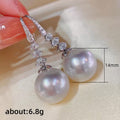 White Gold Tone Crystal Flower Pearl Drop Earrings view 5