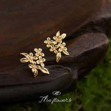 Gold Tone Clear Stone Osmanthus Flower Earrings In Clip And Stud Styles