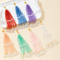 Seed Bead Tassel Pendant Charm With Pearl Accents Seven Colors view 1