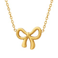 Open Bow Pendant Necklace Gold Steel Polished Metal view 5