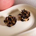 Flocked Camellia Statement Stud Earrings in Three Colors view 6