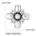 Baroque Cross Pearl Brooch Black Rhinestone Halo Metal Pin view 7