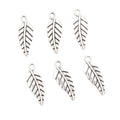 Slender Engraved Leaf Charms in Antique Silver for Jewelry Making view 5