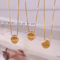 Gold Irregular Organic Disc Pendant Necklace Box Chain view 2