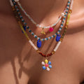 Beaded Flower Pendant Necklaces Pearl Stone Shell Star Tail view 3