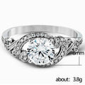 Silver Tone Round Clear Stone Leaf Detail Engagement Style Ring view 5