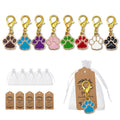 Enamel Paw Print Keychain Gold Lobster Clasp Eight Colors view 1