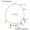 Heart Ladybug Chili and Medal Charm Necklace Collection in Gold Tone view 8