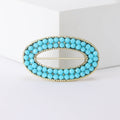 Oval Beaded Frame Brooch in Turquoise and Red Decorative Accessory view 3