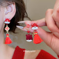 Red Horse And Tassel Drop Stud Earrings Fashion Earrings view 2