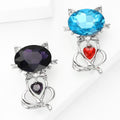 Two Stone Cat Brooch In Blue And Purple Decorative Lapel Pin view 3