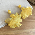 Chiffon Flower Pearl Statement Stud Earrings For Women view 9
