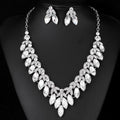 Black Silver Tone Lock Crystal Four Designs Metal Necklace and Earring Set view 6