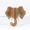 Crystal Elephant Head Brooch In Blue Pink And Brown view 4