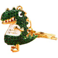 Jeweled Dinosaur Character Keychains in Green, Red and Yellow view 5