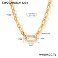 Stainless Paperclip Chain Necklace Bracelet Pave Oval Zircon view 9
