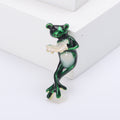 Reading Frog Enamel Brooch in Detailed Metal and Crystal Design view 7