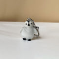 White Resin Baby Penguin Figure Keychain Carabiner view 4