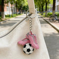 Pink Acrylic Soccer Cleats Ball Keychain Silver Ring view 3