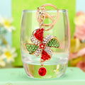 Jeweled Pinwheel Keychains with Braided Loops and White Pom Poms view 4