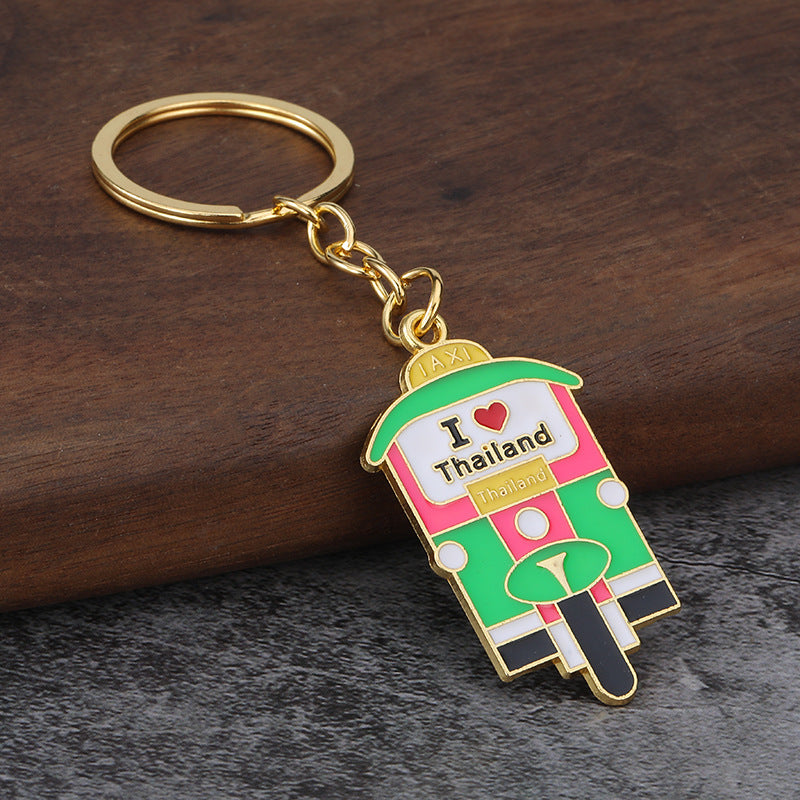 Three Wheel Motorcycle Metal Keychain, Tuk Tuk Model Pendant