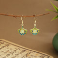 Fourteen Chinese Style Green Bead Fan and Leaf Earrings view 1